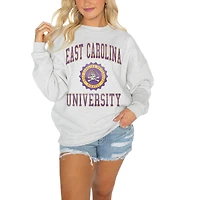 Women's Gameday Couture ECU Pirates Gray Oversized Drop Shoulder Fleece Drop Pullover Sweatshirt