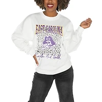 Women's Gameday Couture ECU Pirates White Oversized Drop Shoulder Fleece Drop Pullover Sweatshirt