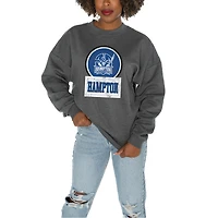 Women's Gameday Couture Hampton Pirates Charcoal Oversized Drop Shoulder Fleece Drop Pullover Sweatshirt