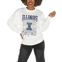 Women's Gameday Couture Illinois Fighting Illini White Oversized Drop Shoulder Fleece Drop Pullover Sweatshirt