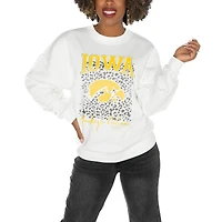 Women's Gameday Couture Iowa Hawkeyes White Oversized Drop Shoulder Fleece Drop Pullover Sweatshirt