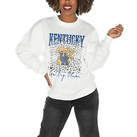 Women's Gameday Couture Kentucky Wildcats White Oversized Drop Shoulder Fleece Drop Pullover Sweatshirt