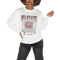 Women's Gameday Couture Missouri State University Bears White Oversized Drop Shoulder Fleece Drop Pullover Sweatshirt