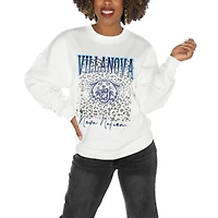 Women's Gameday Couture Villanova Wildcats White Oversized Drop Shoulder Fleece Drop Pullover Sweatshirt