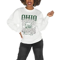 Women's Gameday Couture Ohio Bobcats White Oversized Drop Shoulder Fleece Drop Pullover Sweatshirt