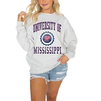 Women's Gameday Couture Ole Miss Rebels Gray Oversized Drop Shoulder Fleece Drop Pullover Sweatshirt