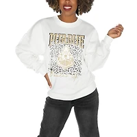 Women's Gameday Couture Purdue Boilermakers White Oversized Drop Shoulder Fleece Drop Pullover Sweatshirt