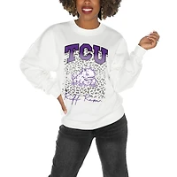 Women's Gameday Couture TCU Horned Frogs White Oversized Drop Shoulder Fleece Drop Pullover Sweatshirt