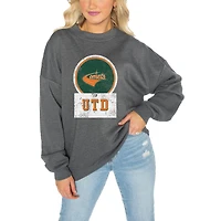 Women's Gameday Couture UT Dallas Charcoal Oversized Drop Shoulder Fleece Drop Pullover Sweatshirt