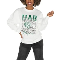 Women's Gameday Couture UAB Blazers White Oversized Drop Shoulder Fleece Drop Pullover Sweatshirt