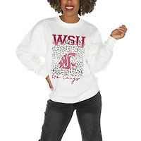 Women's Gameday Couture Washington State Cougars White Oversized Drop Shoulder Fleece Drop Pullover Sweatshirt