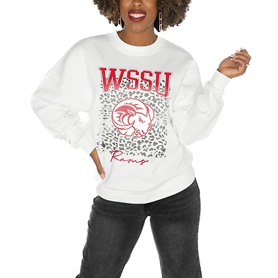 Women's Gameday Couture Winston-Salem State Rams White Oversized Drop Shoulder Fleece Drop Pullover Sweatshirt