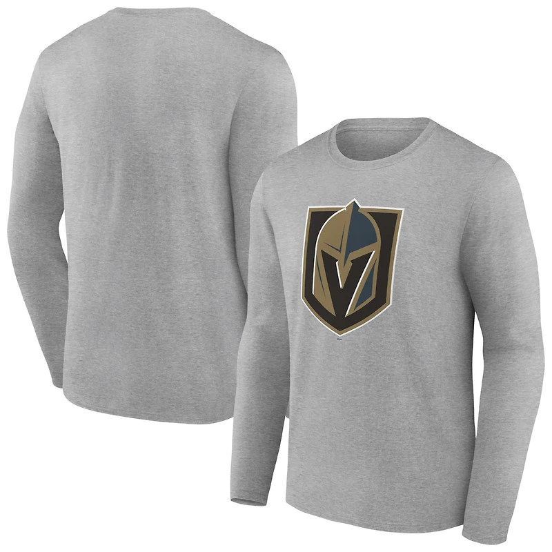 Men's Gray Vegas Golden Knights Primary Logo Team Long Sleeve T-Shirt