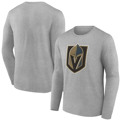Men's Gray Vegas Golden Knights Primary Logo Team Long Sleeve T-Shirt