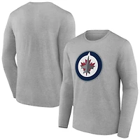Men's Gray Winnipeg Jets Primary Logo Team Long Sleeve T-Shirt