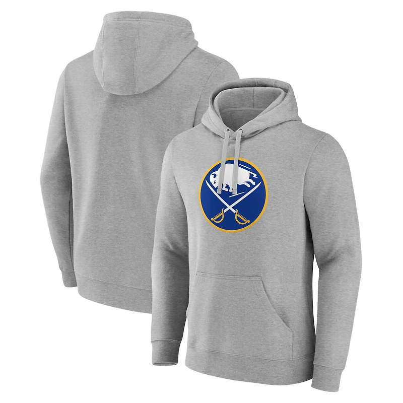 Men's Gray Buffalo Sabres Primary Team Logo Pullover Hoodie