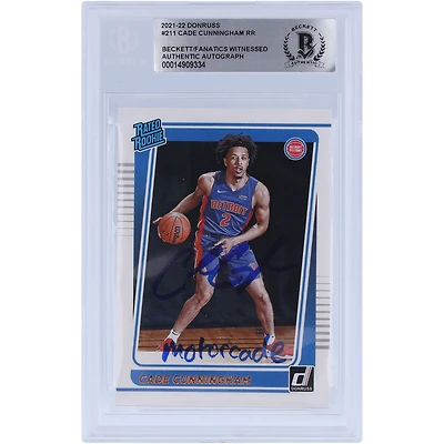 Cade Cunningham Detroit Pistons Autographed 2021-22 Panini Donruss Rated Rookie #211 Beckett Fanatics Witnessed Authenticated Rookie Card with "Motorcade" Inscription