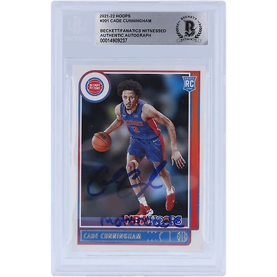 Cade Cunningham Detroit Pistons Autographed 2021-22 Panini NBA Hoops #201 Beckett Fanatics Witnessed Authenticated Rookie Card with "Motorcade" Inscription