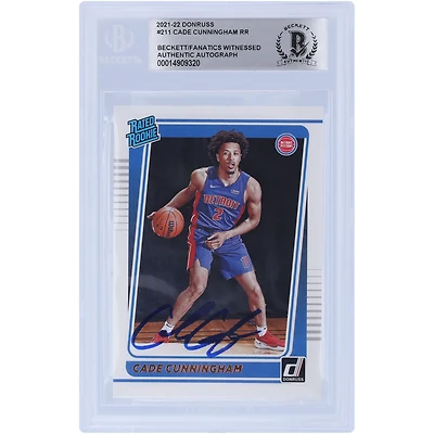 Cade Cunningham Detroit Pistons Autographed 2021-22 Panini Donruss Rated Rookie #211 Beckett Fanatics Witnessed Authenticated Rookie Card