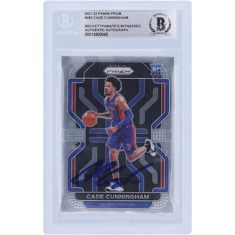 Cade Cunningham Detroit Pistons Autographed 2021-22 Panini Prizm #282 Beckett Fanatics Witnessed Authenticated Rookie Card