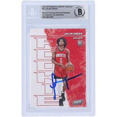 Jalen Green Houston Rockets Autographed 2021-22 Panini Player of the Day #52 Beckett Fanatics Witnessed Authenticated Rookie Card