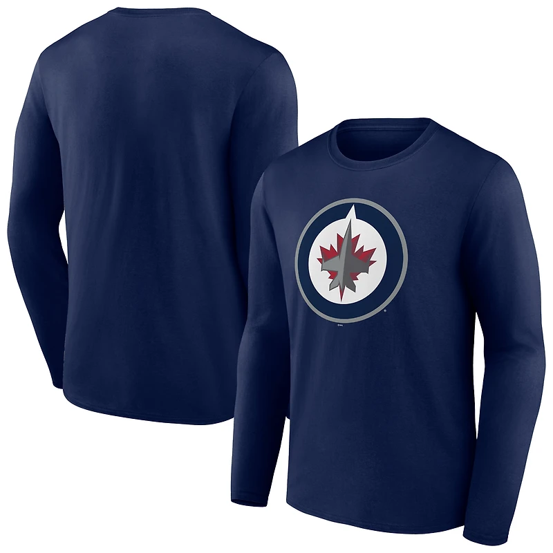 Men's Navy Winnipeg Jets Primary Logo Team Long Sleeve T-Shirt