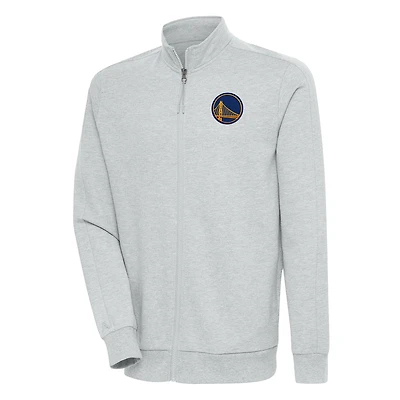 Men's Antigua Heather Gray Golden State Warriors Action Full-Zip Jacket