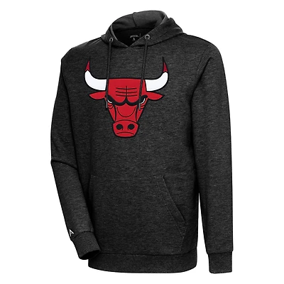 Men's Antigua Heather Black Chicago Bulls Action Pullover Hoodie