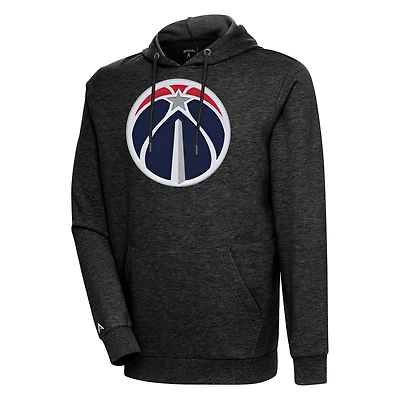 Men's Antigua Heather Black Washington Wizards Action Pullover Hoodie