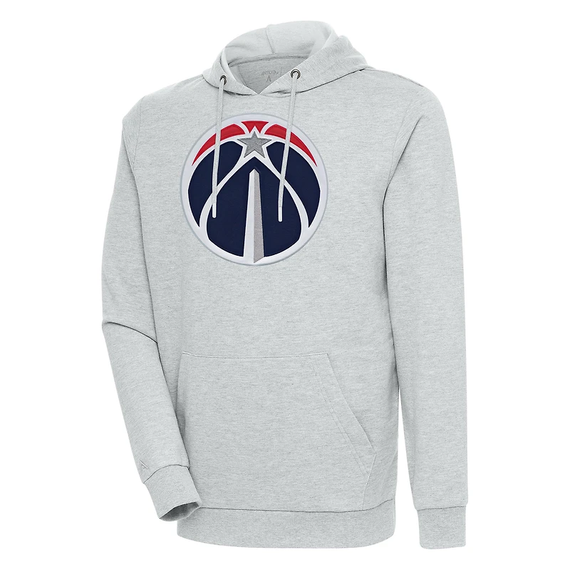 Men's Antigua Heather Gray Washington Wizards Action Pullover Hoodie