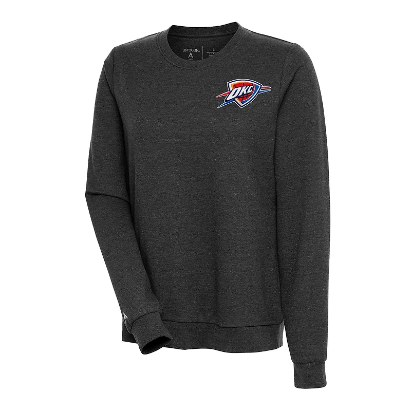 Women's Antigua Heather Black Oklahoma City Thunder Action Pullover Sweatshirt