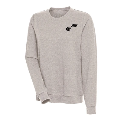 Women's Antigua Oatmeal Utah Jazz Action Pullover Sweatshirt
