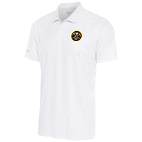 Men's Antigua White/Gray Denver Nuggets 19th Hole Polo