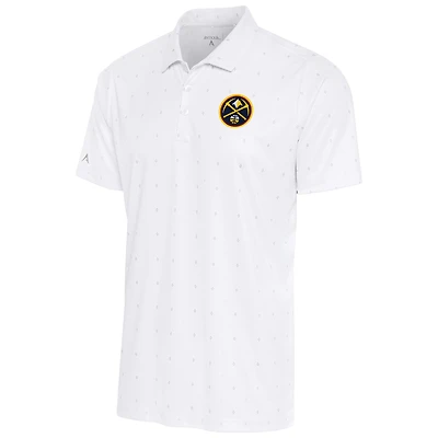 Men's Antigua White/Gray Denver Nuggets 19th Hole Polo