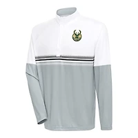 Men's Antigua White/Black Milwaukee Bucks Bender Quarter-Zip Pullover Top