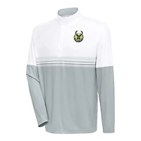 Men's Antigua White/Gray Milwaukee Bucks Bender Quarter-Zip Pullover Top