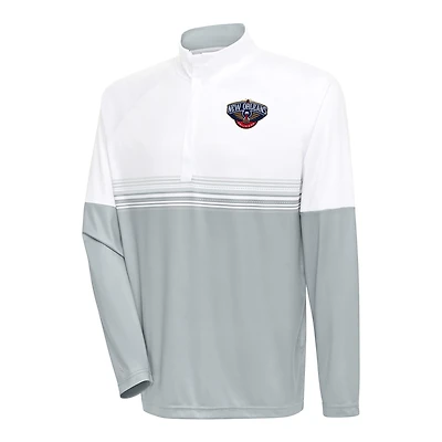 Men's Antigua White/Gray New Orleans Pelicans Bender Quarter-Zip Pullover Top