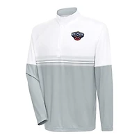 Men's Antigua White/Gray New Orleans Pelicans Bender Quarter-Zip Pullover Top