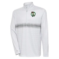 Men's Antigua Heather Gray/Silver Boston Celtics Bullseye Quarter-Zip Pullover Top