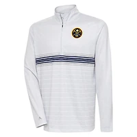 Men's Antigua Heather Gray/Navy Denver Nuggets Bullseye Quarter-Zip Pullover Top