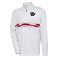 Men's Antigua Heather Gray/Red New Orleans Pelicans Bullseye Quarter-Zip Pullover Top