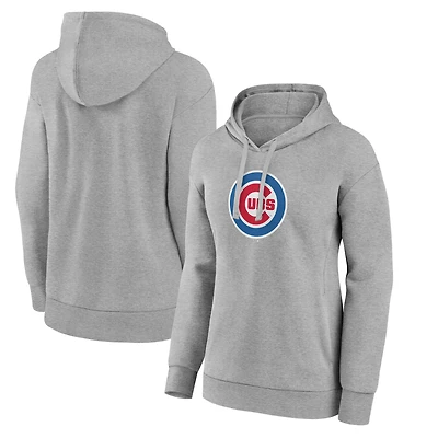 Women's Gray Chicago Cubs Core Logo Pullover Hoodie