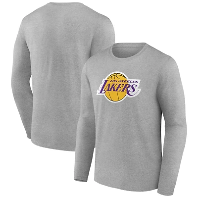 Men's Gray Los Angeles Lakers Primary Team Logo Long Sleeve T-Shirt