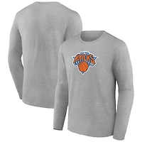 Men's Gray New York Knicks Primary Team Logo Long Sleeve T-Shirt