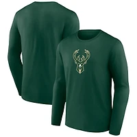 Men's Hunter Green Milwaukee Bucks Primary Team Logo Long Sleeve T-Shirt