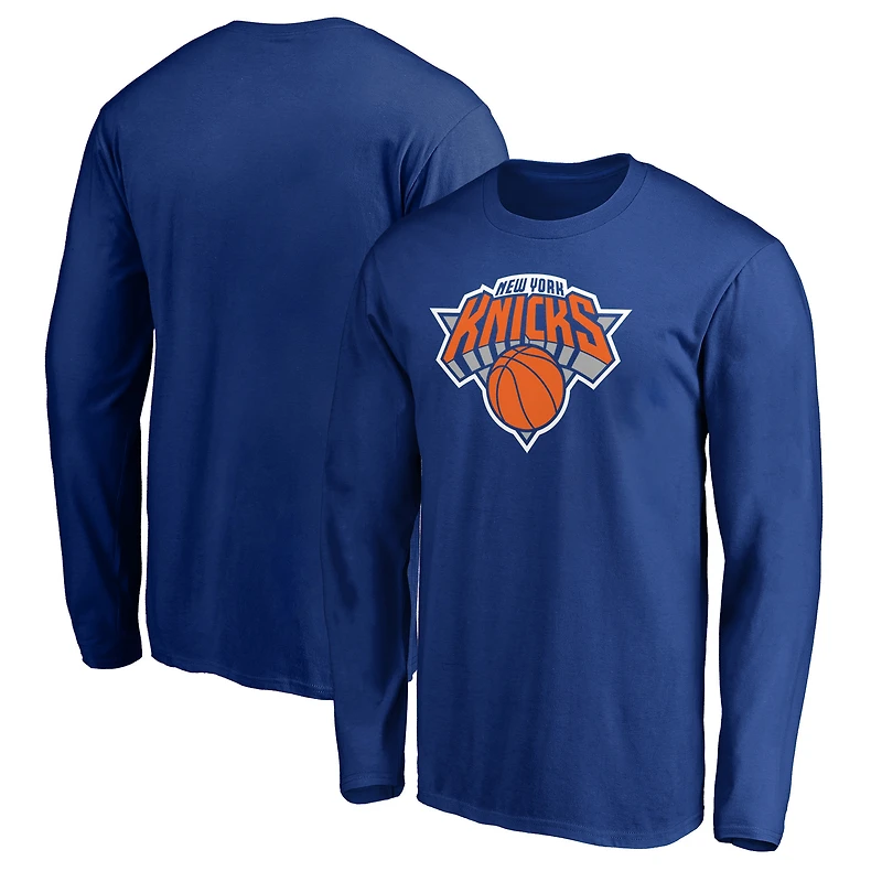 Men's Blue New York Knicks Primary Team Logo Long Sleeve T-Shirt