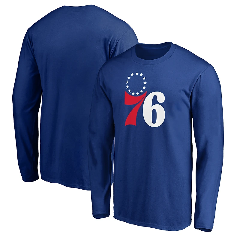 Men's Royal Philadelphia 76ers Primary Team Logo Long Sleeve T-Shirt