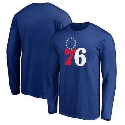 Men's Royal Philadelphia 76ers Primary Team Logo Long Sleeve T-Shirt