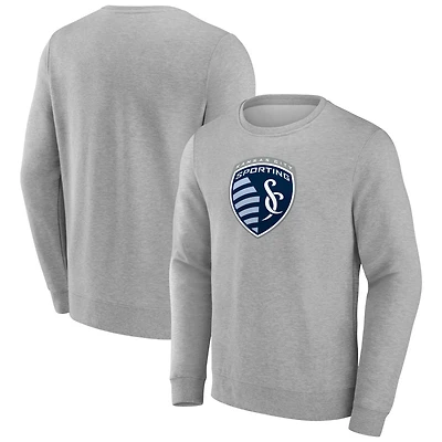 Men's Heather Gray Sporting Kansas City Logo Pullover Sweatshirt
