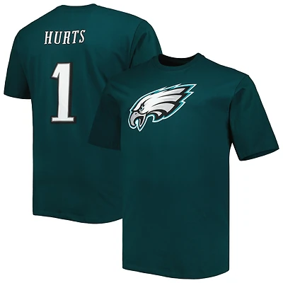 Men's Fanatics Jalen Hurts Midnight Green Philadelphia Eagles Big & Tall Player Name & Number T-Shirt